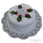 Frotteebox Éponge Boîte Coffret Cadeau Noir à la main Forme à gâteau forêts Cerisier en 1 x Serviette de douche 130 x 70 cm Blanc avec décoration de gâteau cerises et pointe - B07CZQGHZ4